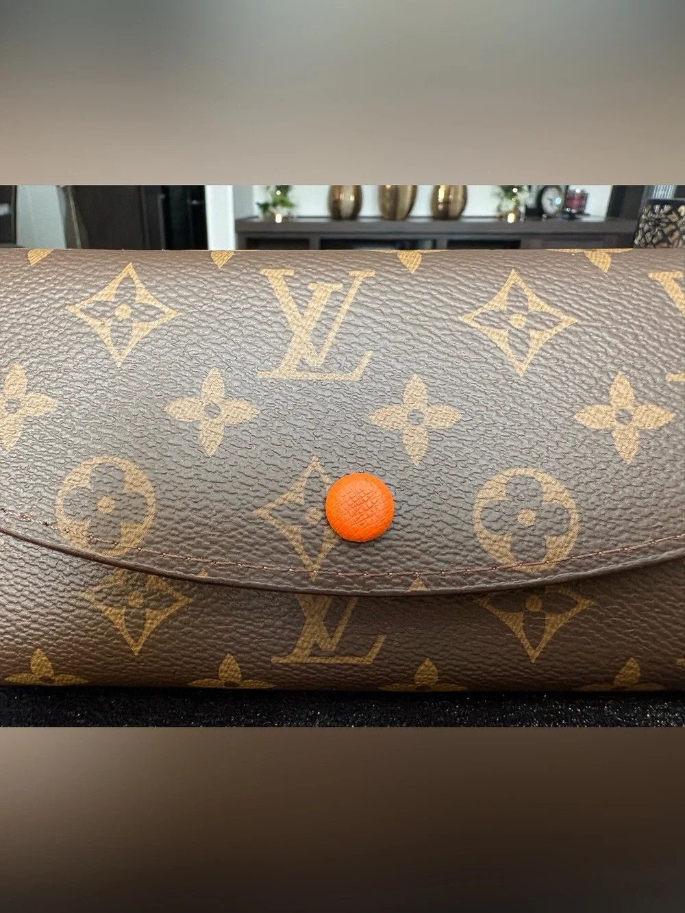 Inspired Monogram Canvas Emilie Wallet dark brown and Tan and o